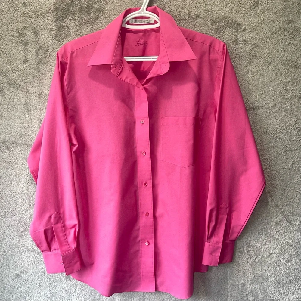 Foxcroft Pink Wrinkle Free Cotton Blend Button Down Top Size 6 - Picture 1 of 10